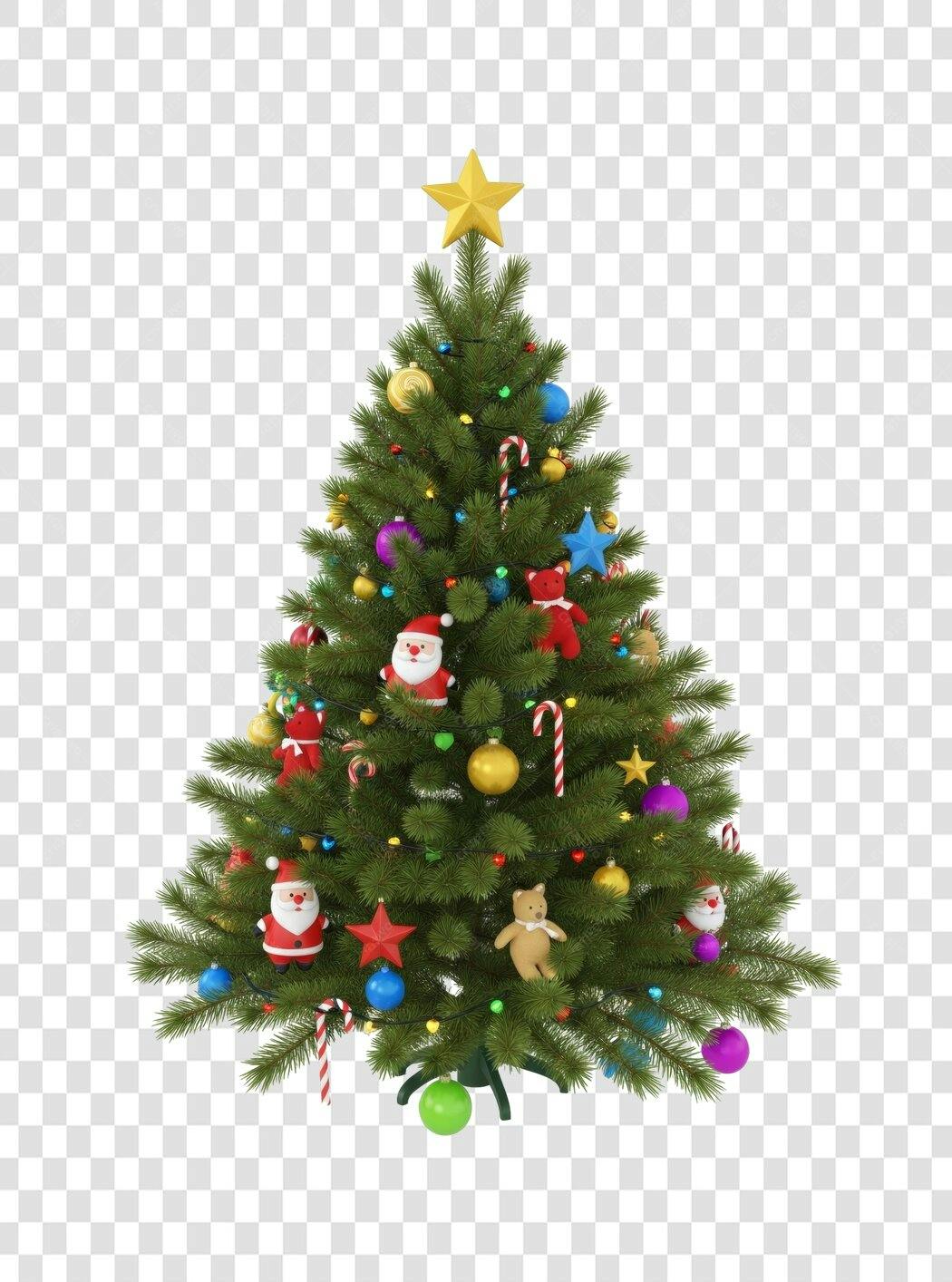 Post Natalino Árvore de Natal verde decorada Papai Noel 25 de Dezembro PNG com fundo transparente