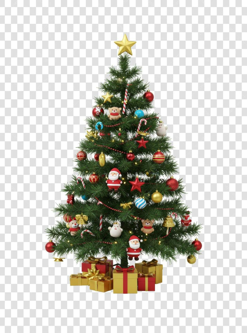 Árvore de Natal Decorada com Presentes PNG com fundo transparente