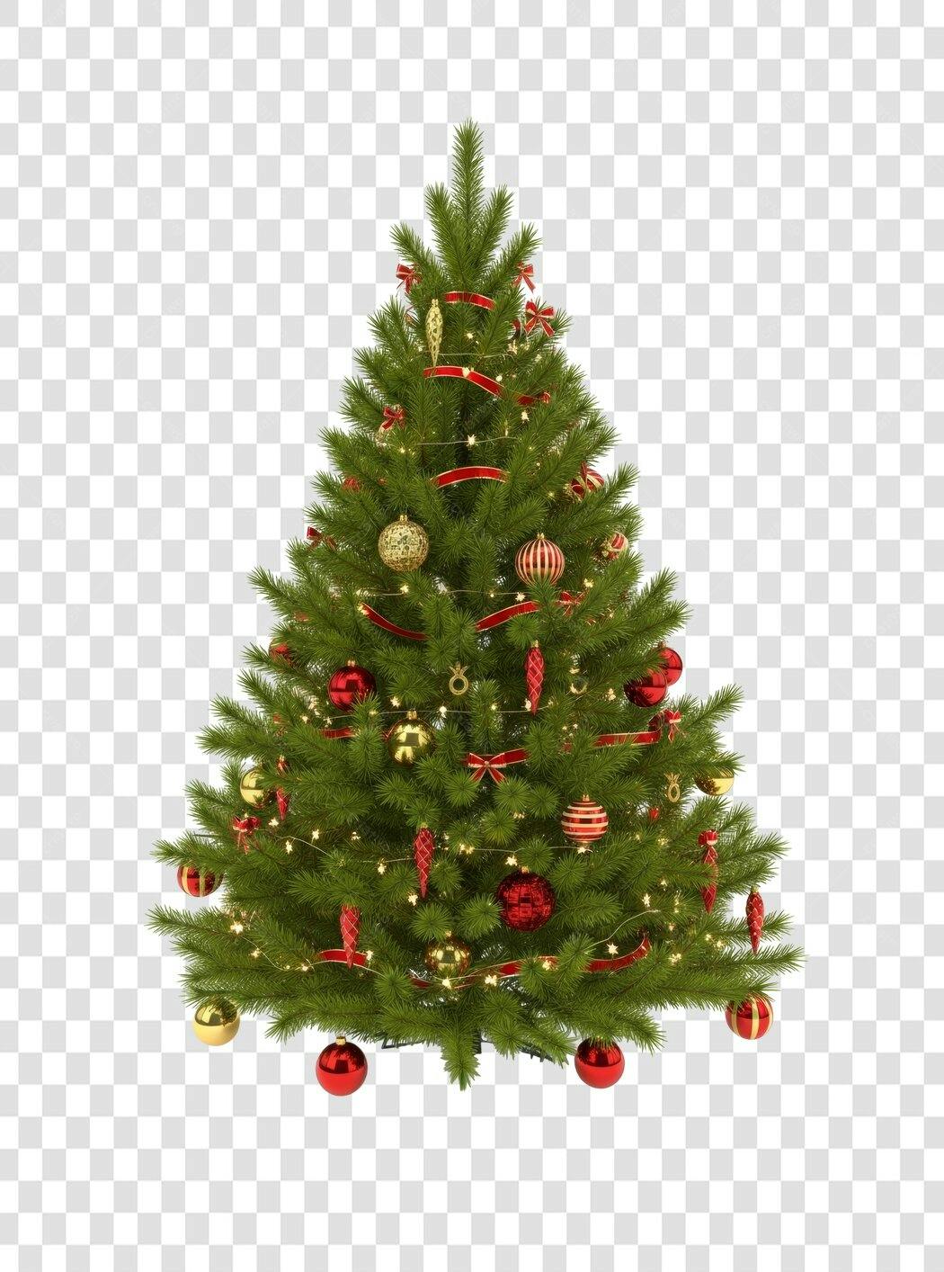 Árvore de Natal para Mídia Social 25 Dezembro Vermelha Dourada PNG com fundo transparente