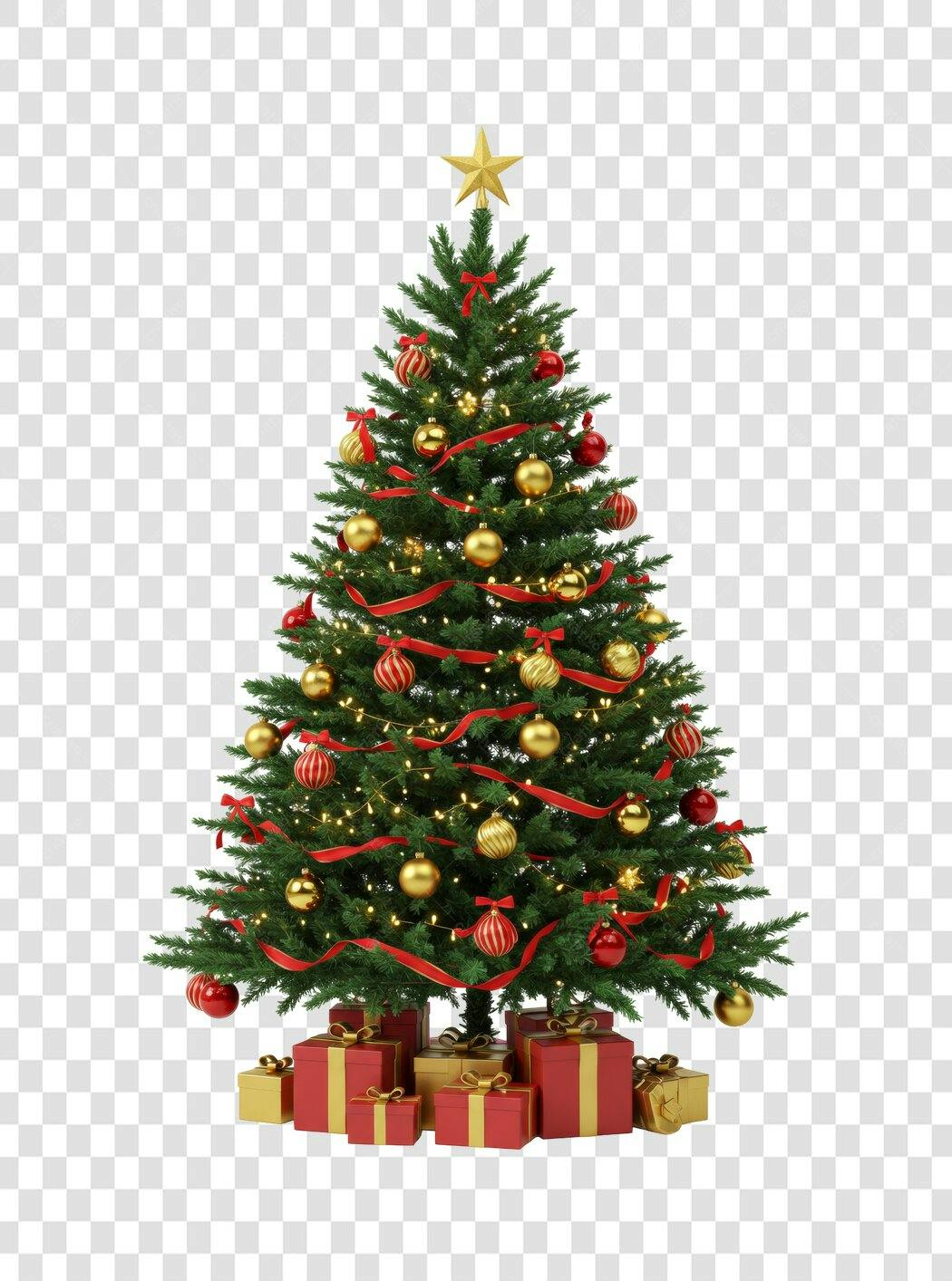 Elemento gráfico para Natal Dezembro 25 árvore decorada com presentes PNG com fundo transparente