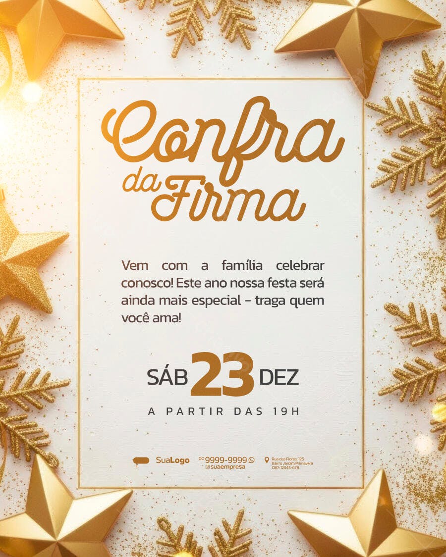 Flyer Confraternização de Empresa Natalina Dourada PSD Editável