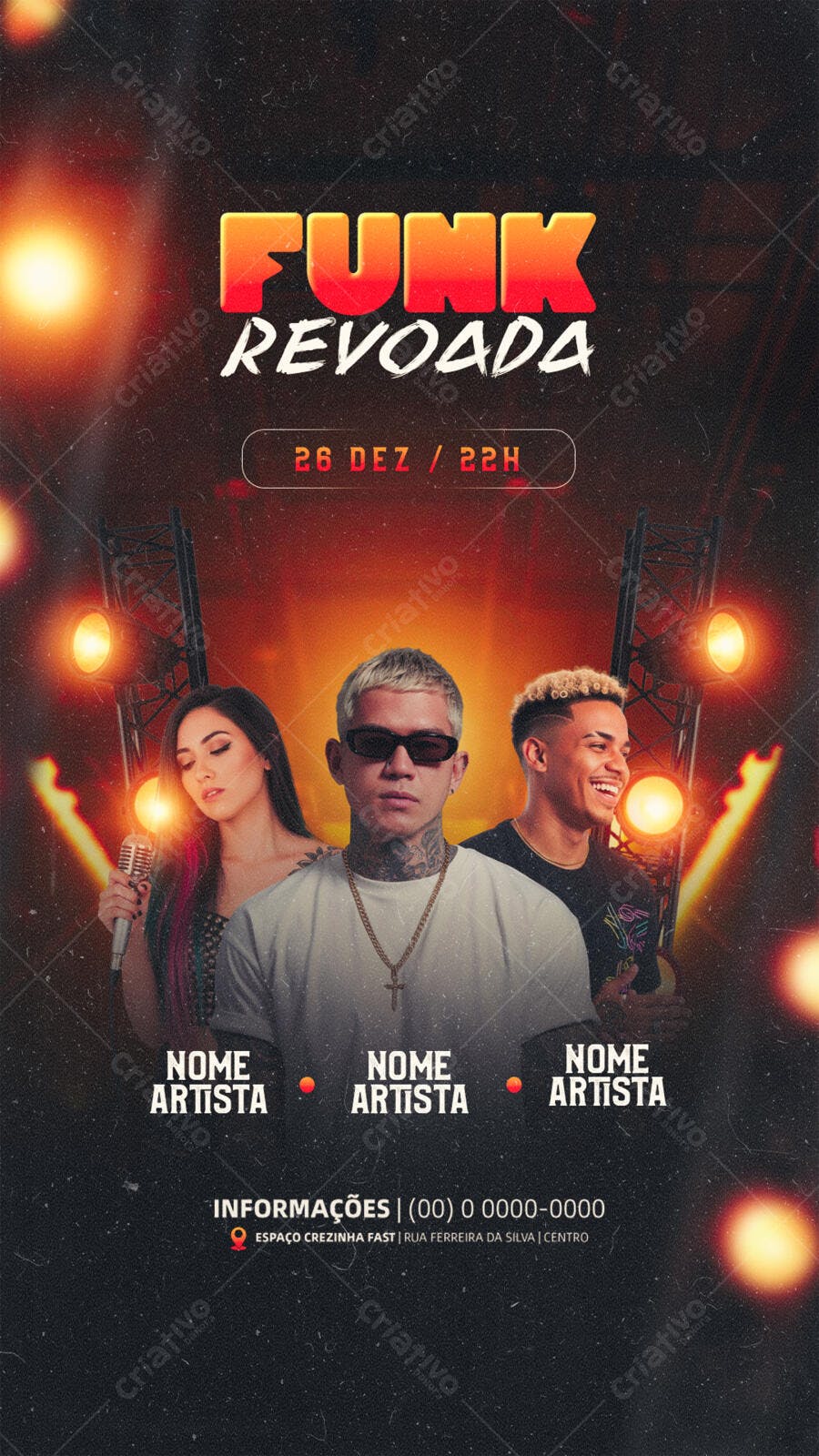 Flyer Festa Funk Revoada Dezembro Artistas PSD Editável