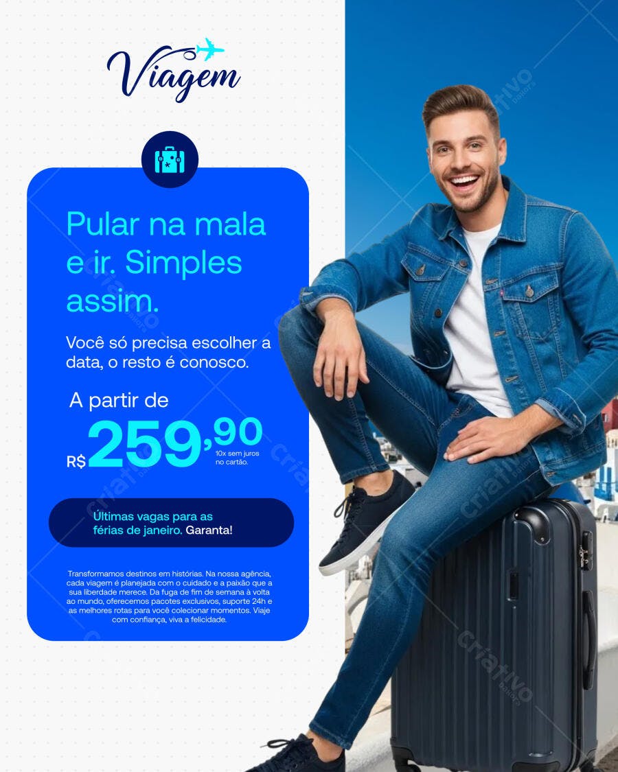 Flyer Viagem Férias de Janeiro PSD Editável