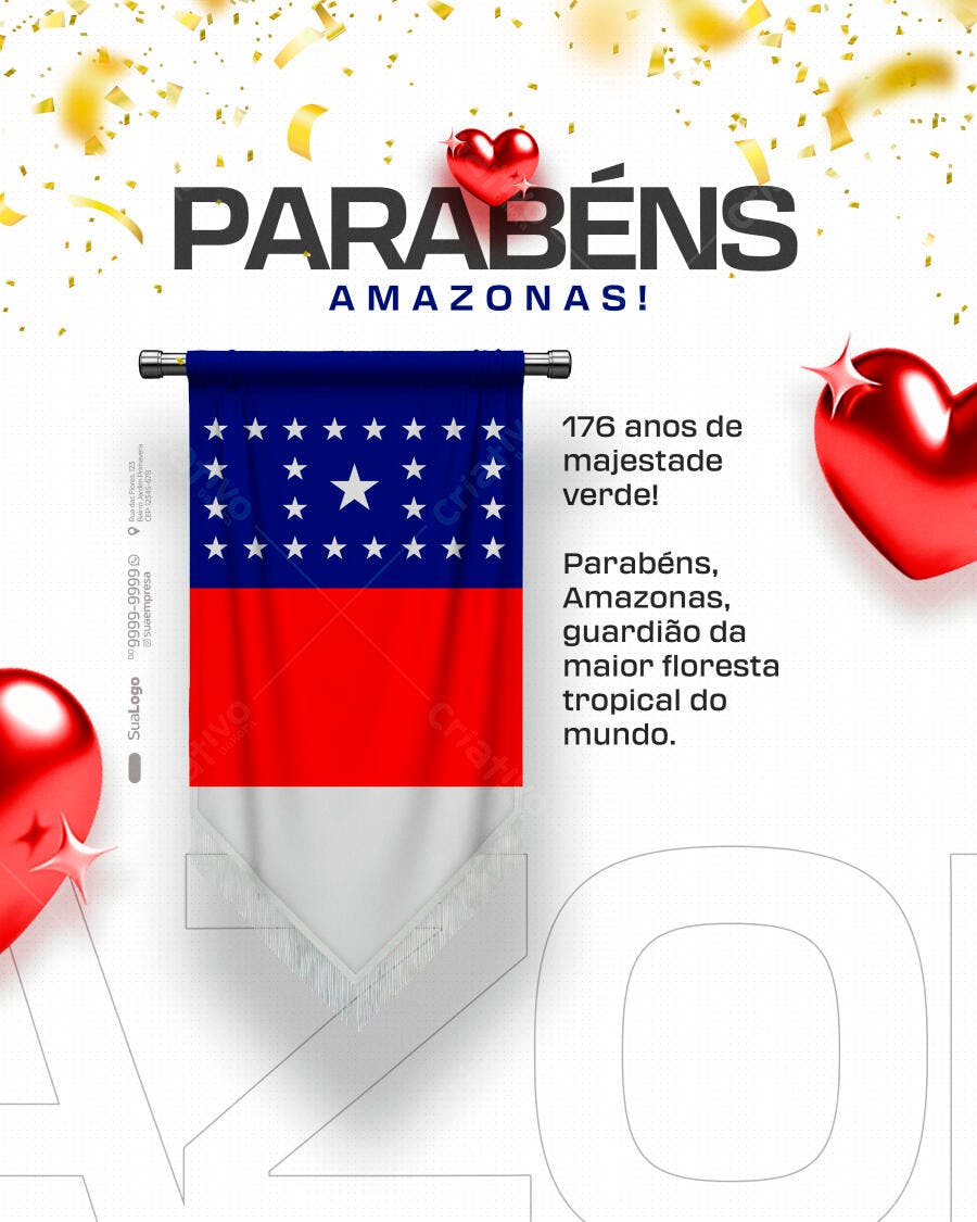 Flyer Aniversário do Amazonas 176 Anos PSD Editável
