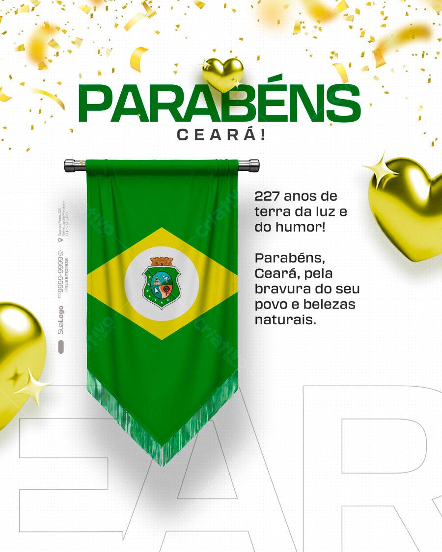 Flyer Aniversário Ceará 227 Anos PSD Editável