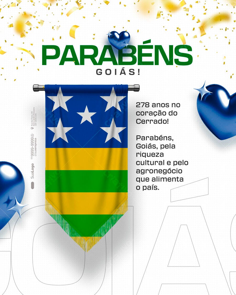 Flyer Aniversário de Goiás 278 Anos PSD Editável