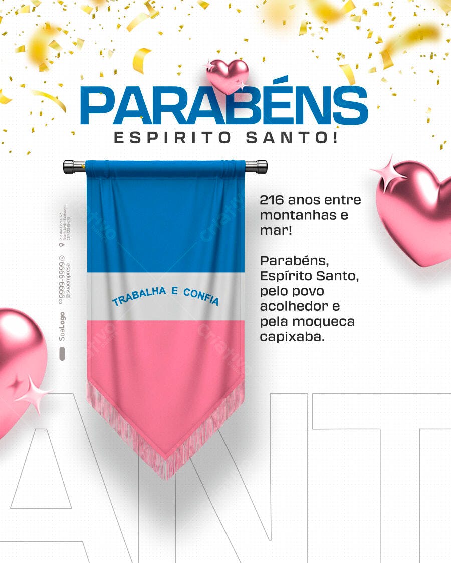 Flyer Aniversário Espírito Santo Moqueca Capixaba PSD Editável