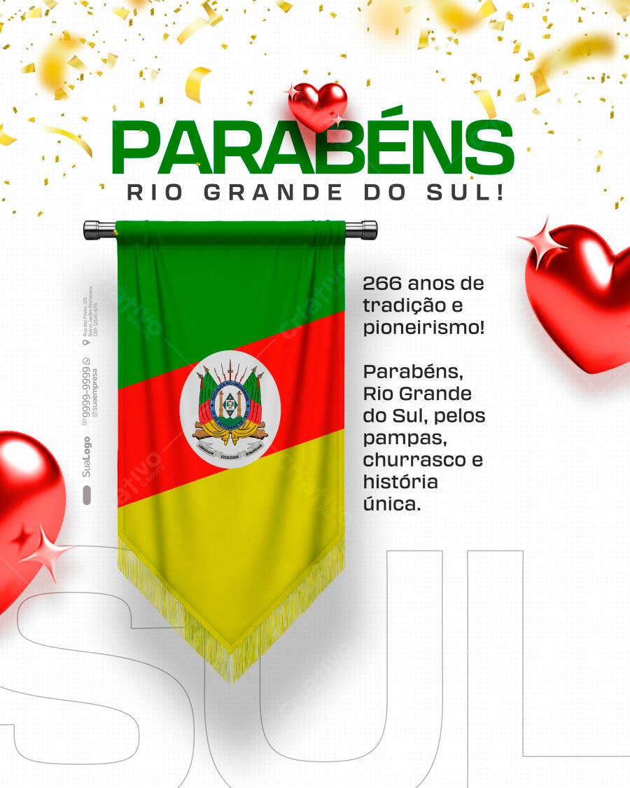 Flyer Aniversário Rio Grande do Sul PSD Editável