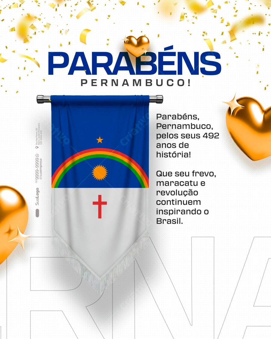 Flyer Aniversário de Pernambuco 492 Anos PSD Editável
