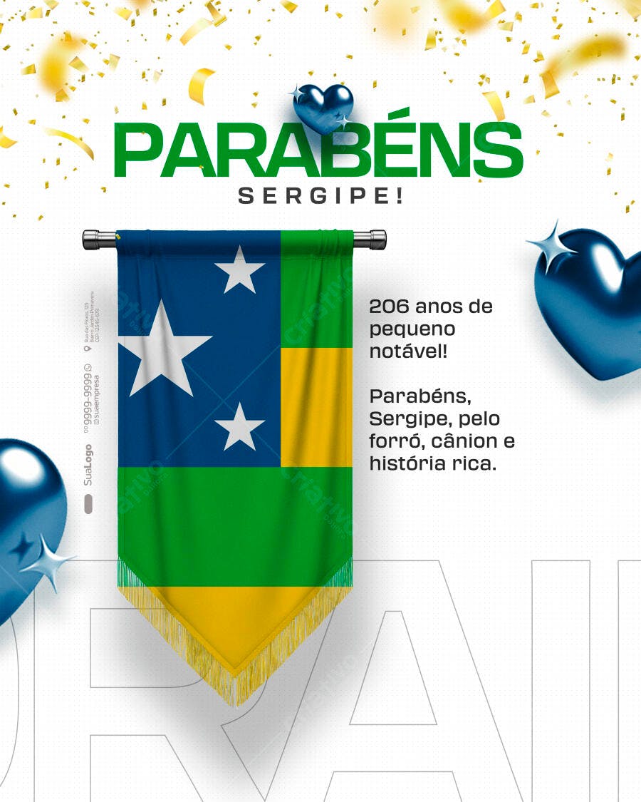 Flyer Celebração 206 Anos Sergipe PARABÉNS PSD Editável