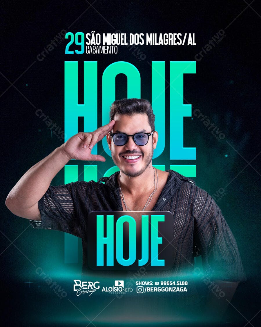 Flyer Show Casamento Berg Gonzaga Hoje PSD Editável