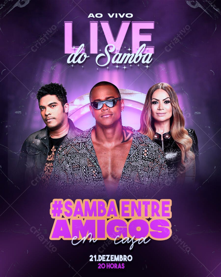 Flyer Live do Samba #SambaEntreAmigos PSD Editável
