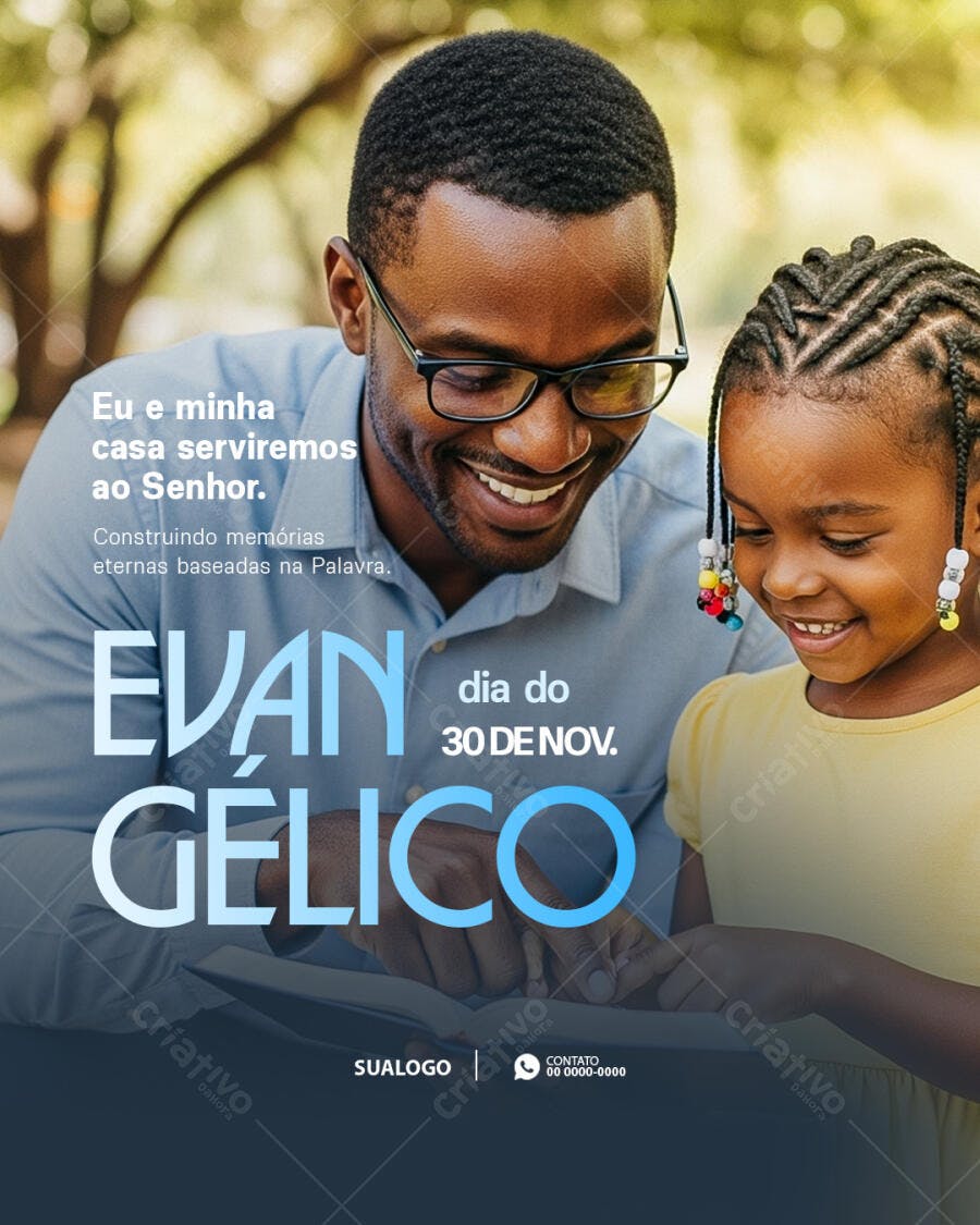 Post Social Dia do Evangélico Família Cristã PSD Editável