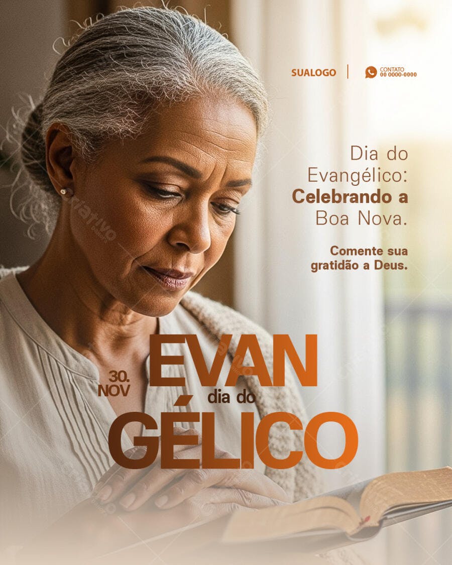 Post Redes Sociais Dia do Evangélico Celebrando a Boa Nova PSD Editável