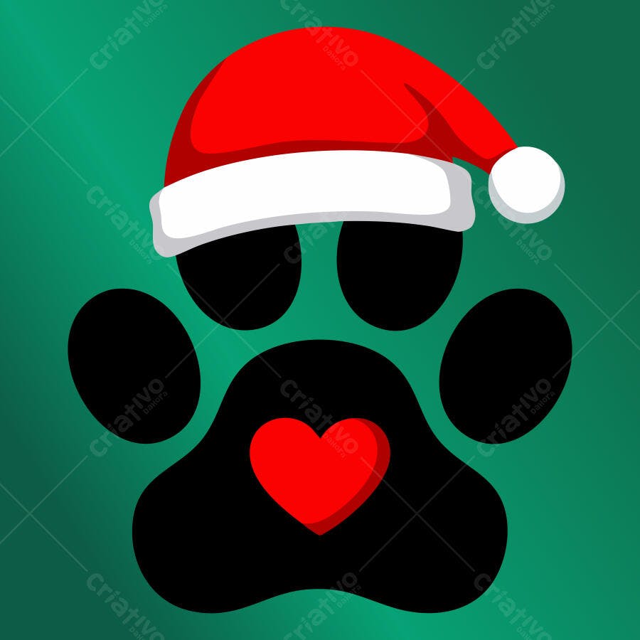 Ícone Patinha Pet Natal Gorro Papai Noel Coração PNG com fundo transparente