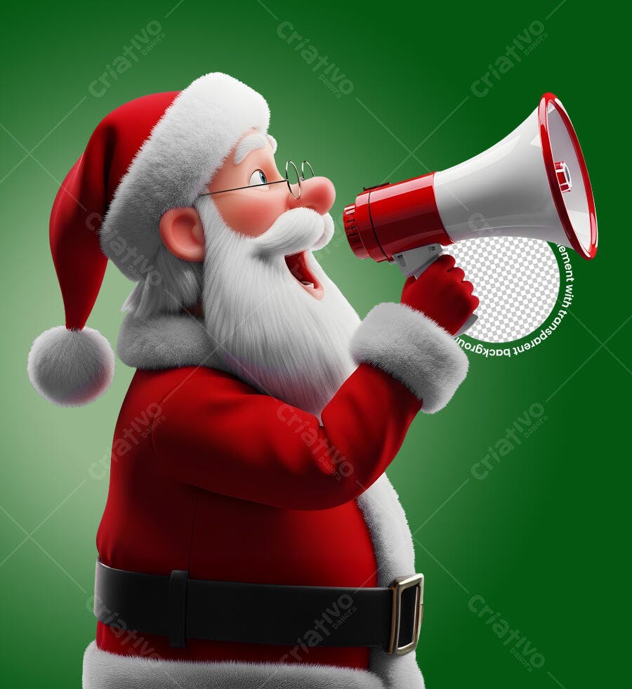 Personagem Papai Noel Natal 25 de Dezembro Megafone PNG com fundo transparente