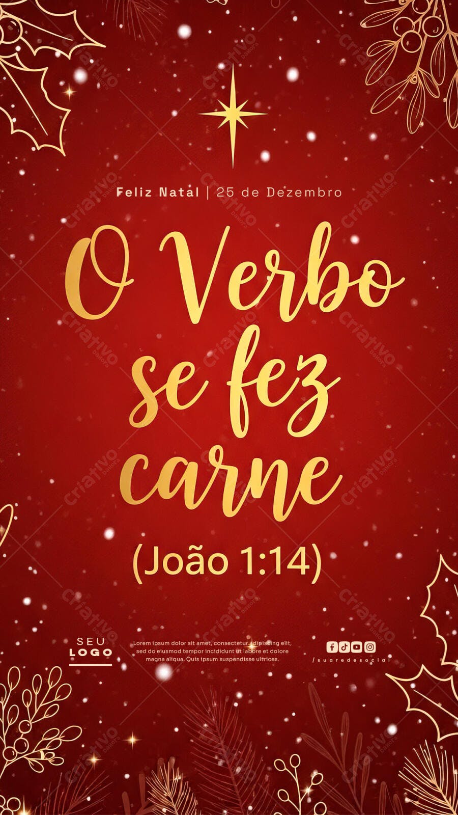 Flyer Natalino com Versículo Bíblico João 1:14 PSD Editável