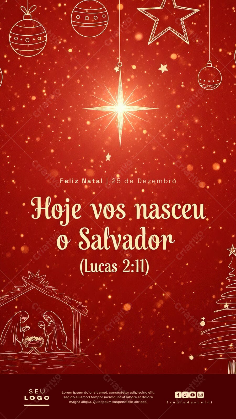 Flyer Natal Nascimento do Salvador com Presépio PSD Editável