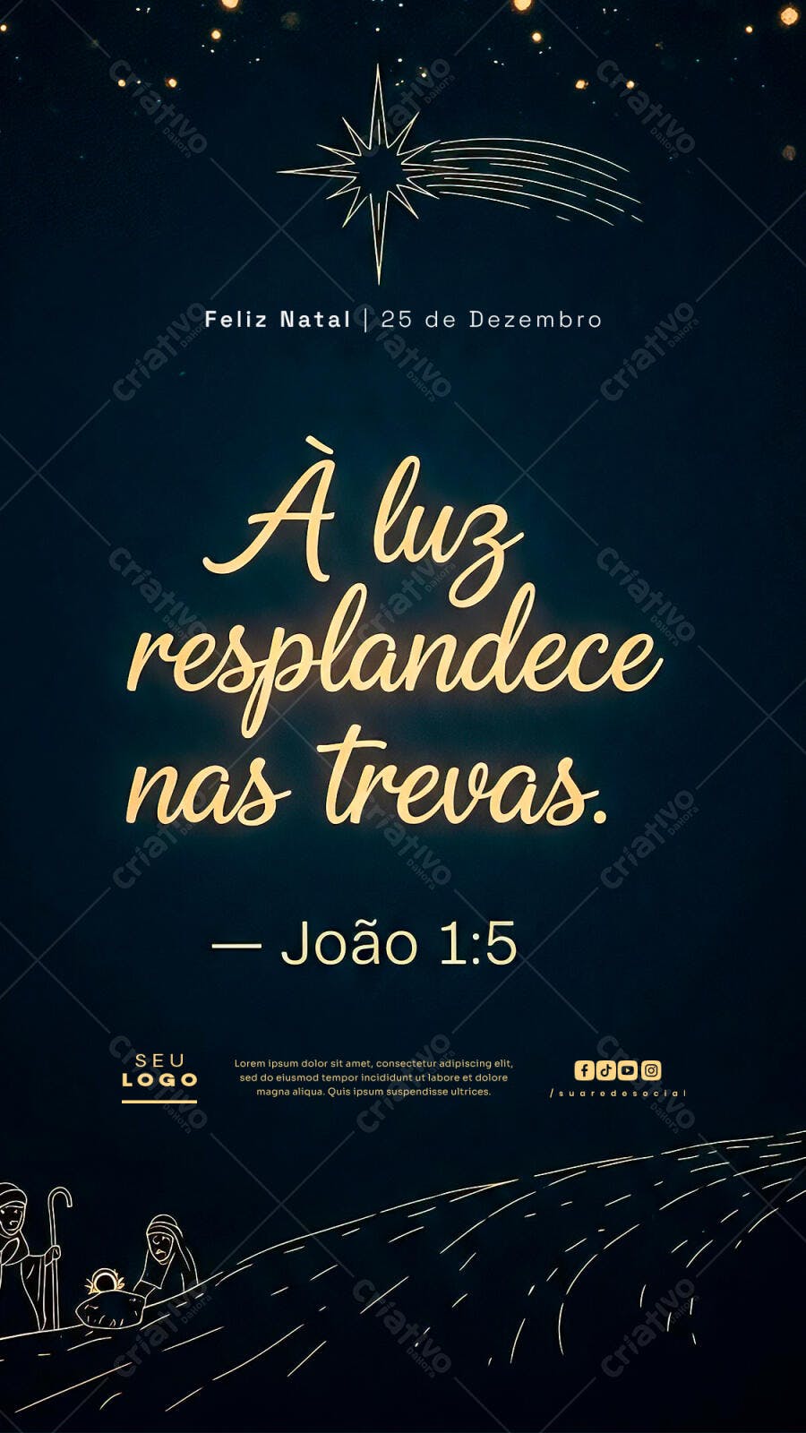 Flyer Natalino Luz nas Trevas João 1:5 PSD Editável