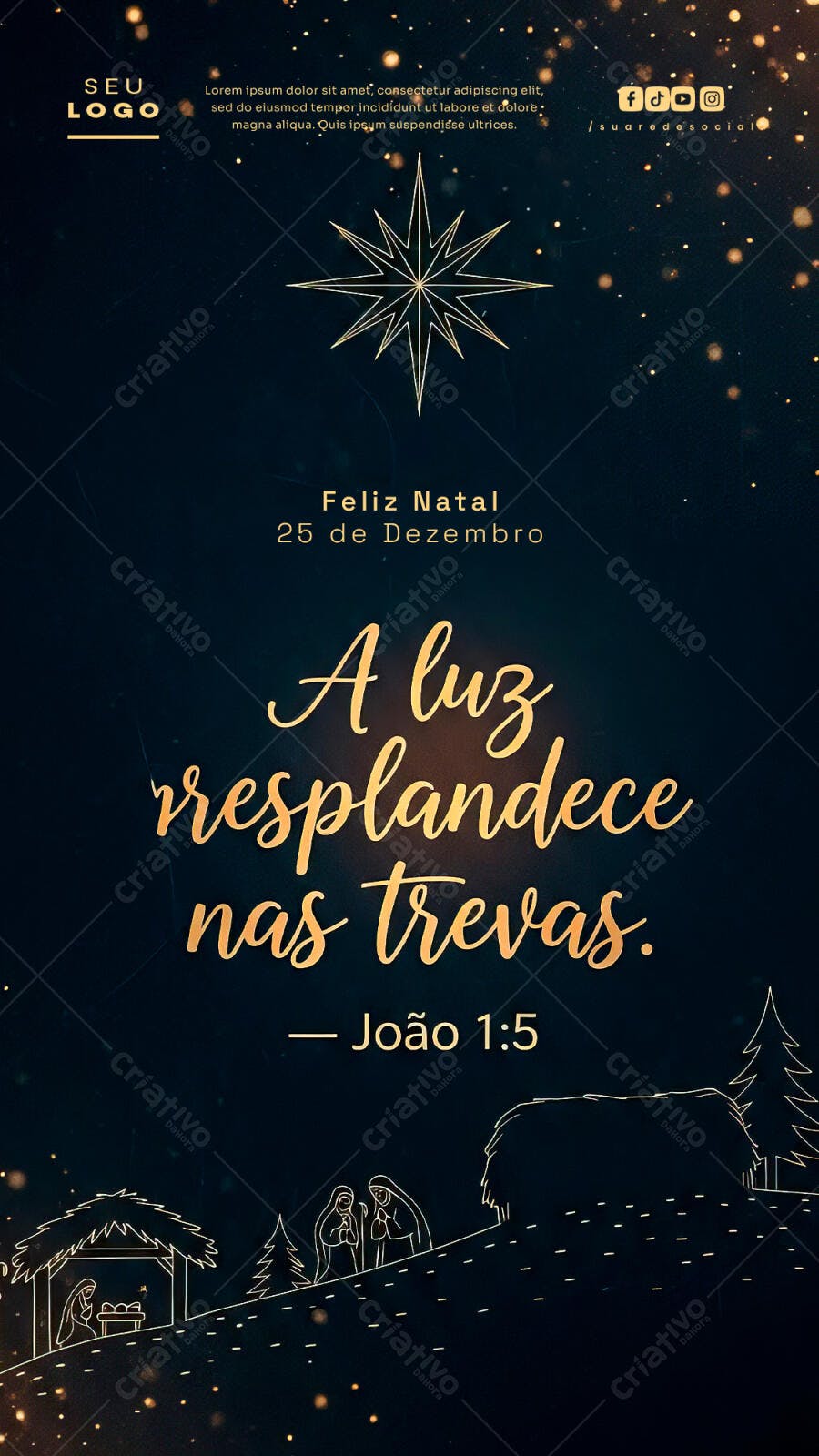 Post para Redes Sociais Natal João 1:5 PSD Editável