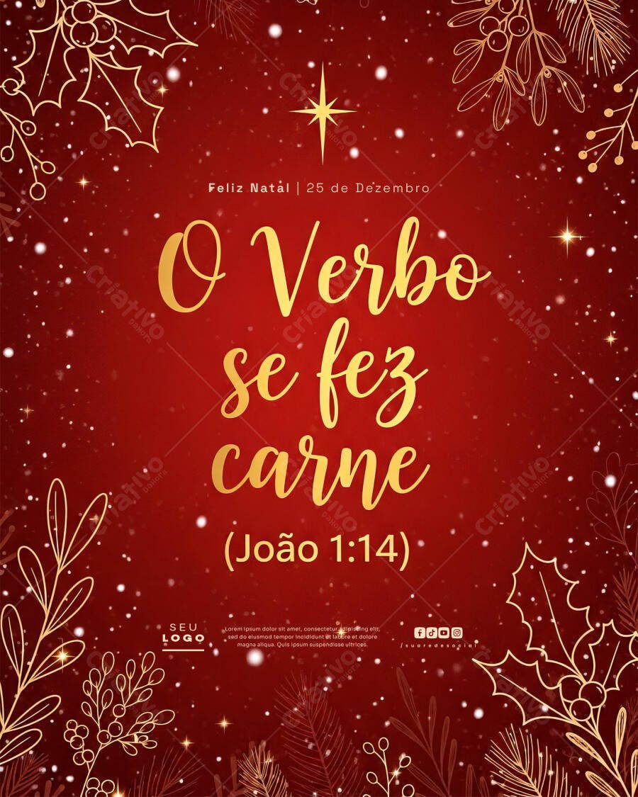 Flyer Natal Feliz Natal O Verbo se fez carne PSD Editável