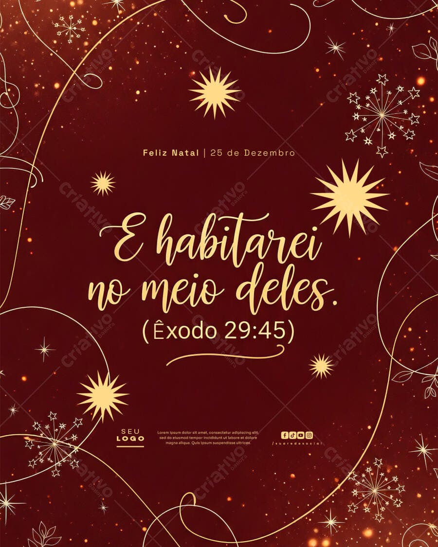 Flyer para Natal Cristão Êxodo 29:45 PSD Editável