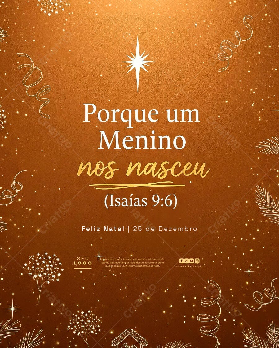 Flyer Natal Porque um Menino nos Nasceu PSD Editável