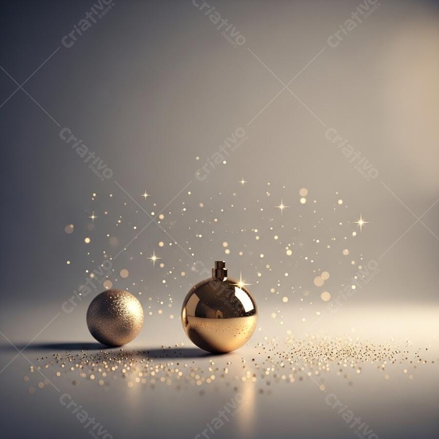 Bolas de Natal douradas brilhantes com glitter em fundo festivo