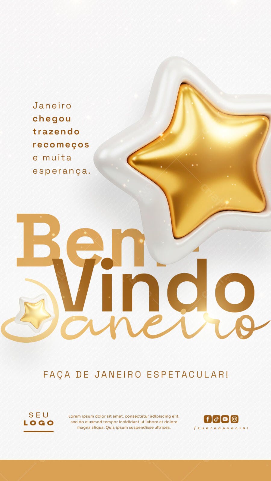 Post para Redes Sociais Bem-Vindo Janeiro PSD Editável