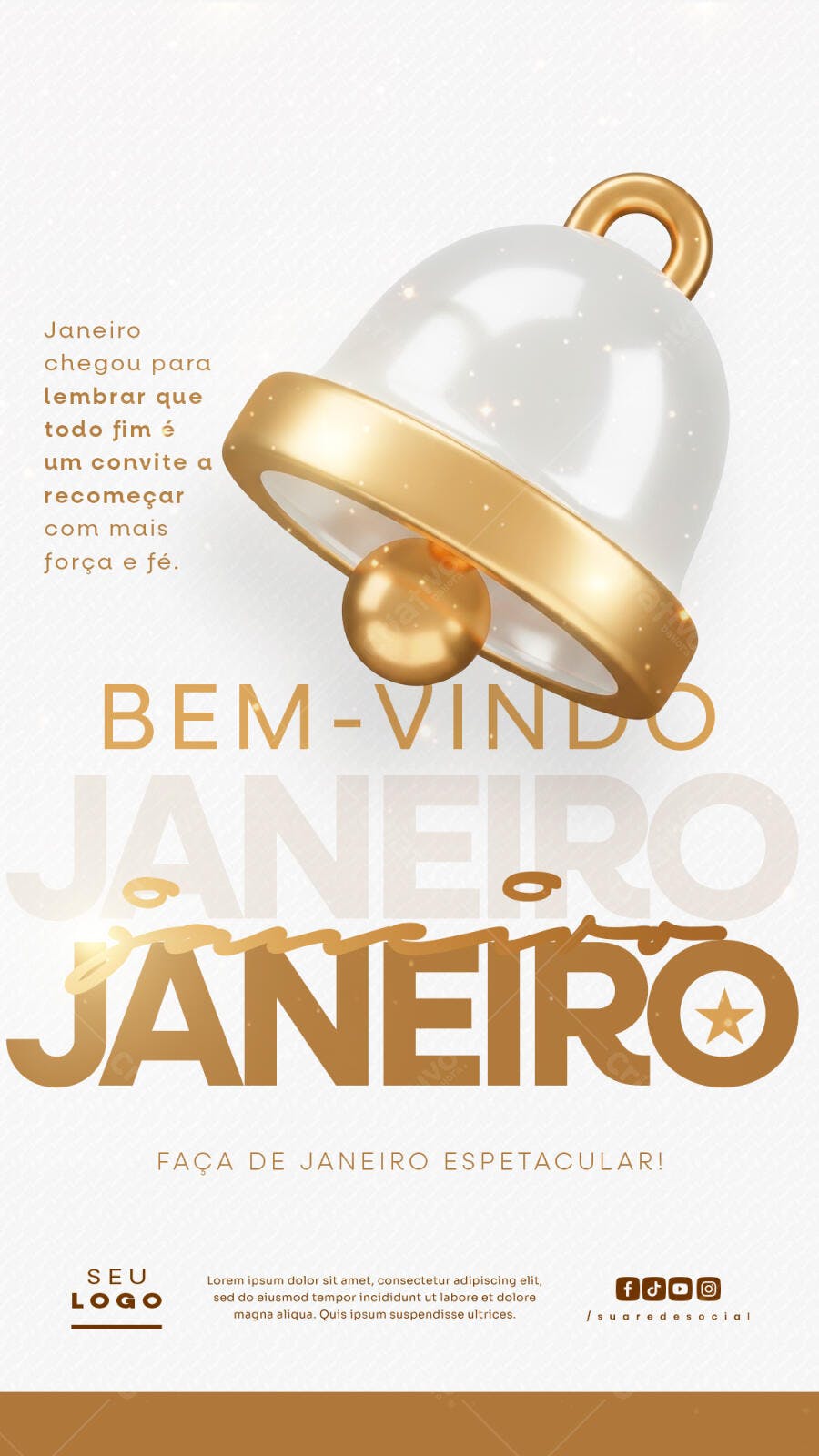 Flyer Bem-Vindo Janeiro Recomeço Força e Fé PSD Editável