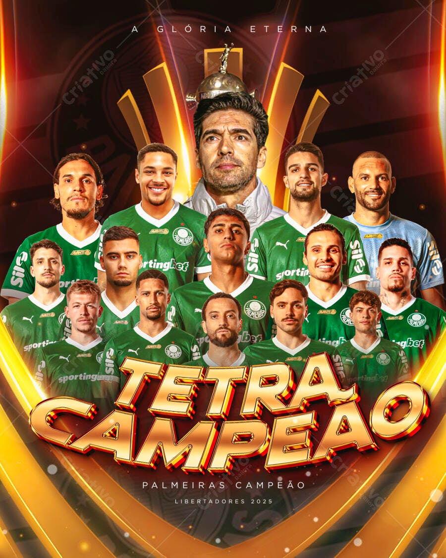 Post Social Palmeiras Campeão Libertadores 2025 PSD Editável