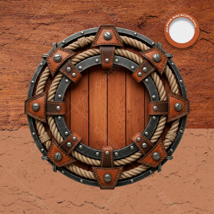 Moldura Circular Rústica para Design Vintage PSD Editável