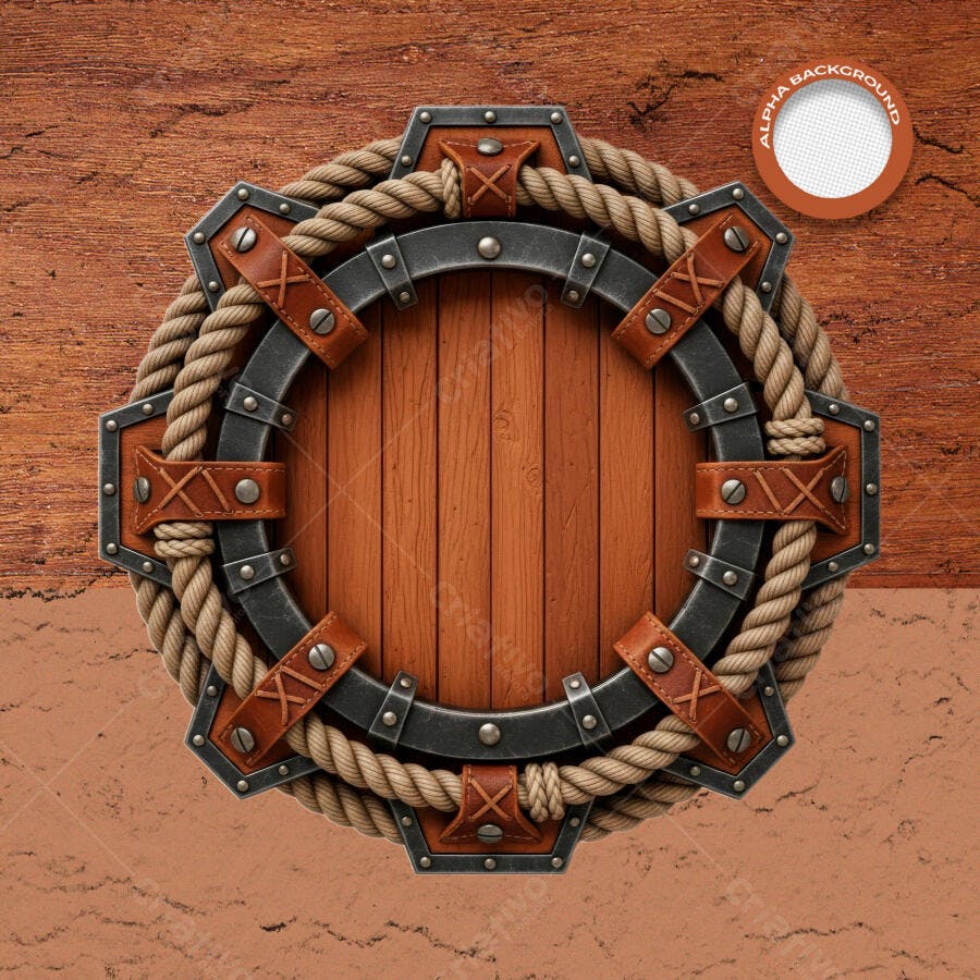 Badge Rústico Madeira e Couro para Loja Artesanal PSD Editável