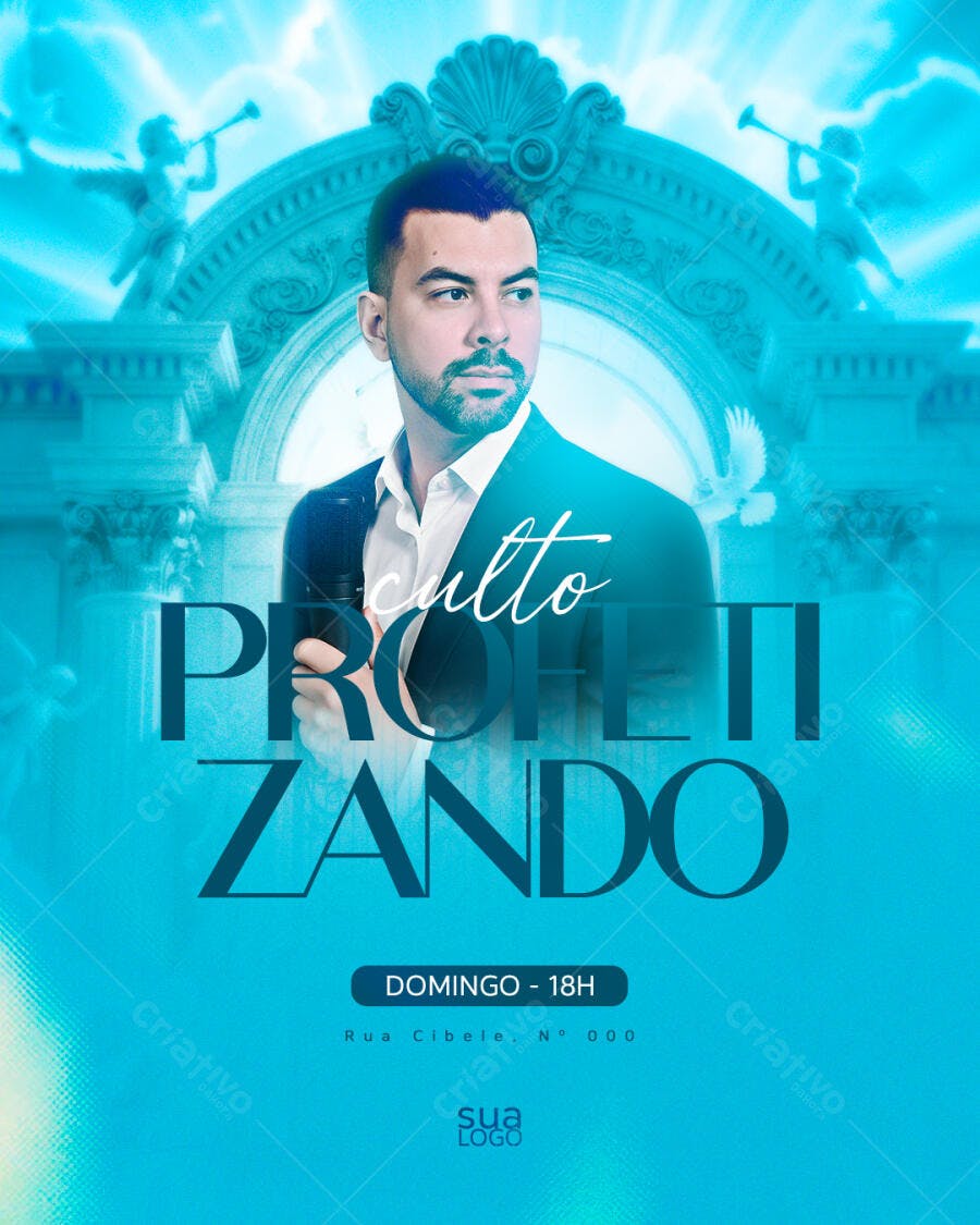 Flyer Culto Profetizando PSD Editável