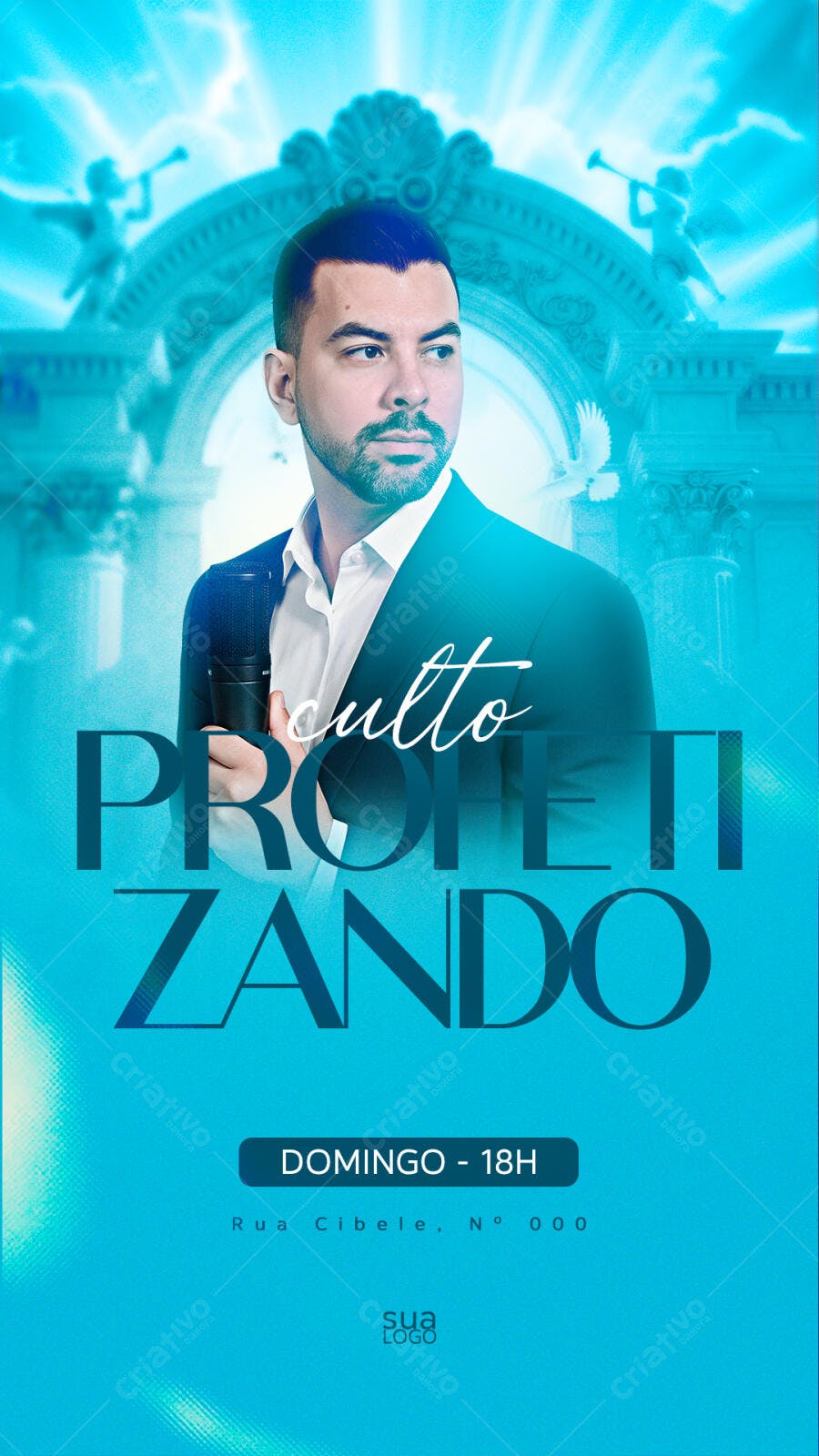Flyer para Culto Profetizando Espiritual PSD Editável
