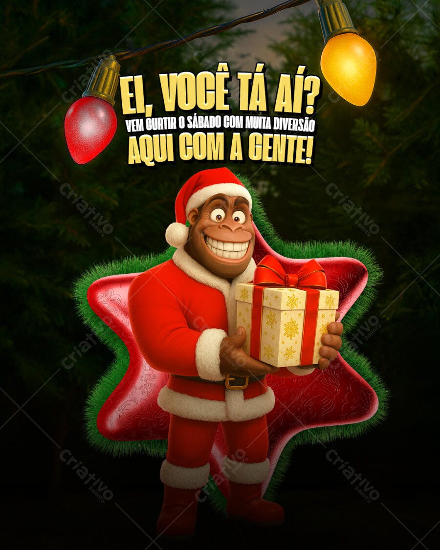 Flyer para Evento de Sábado Festivo com Macaco PSD Editável