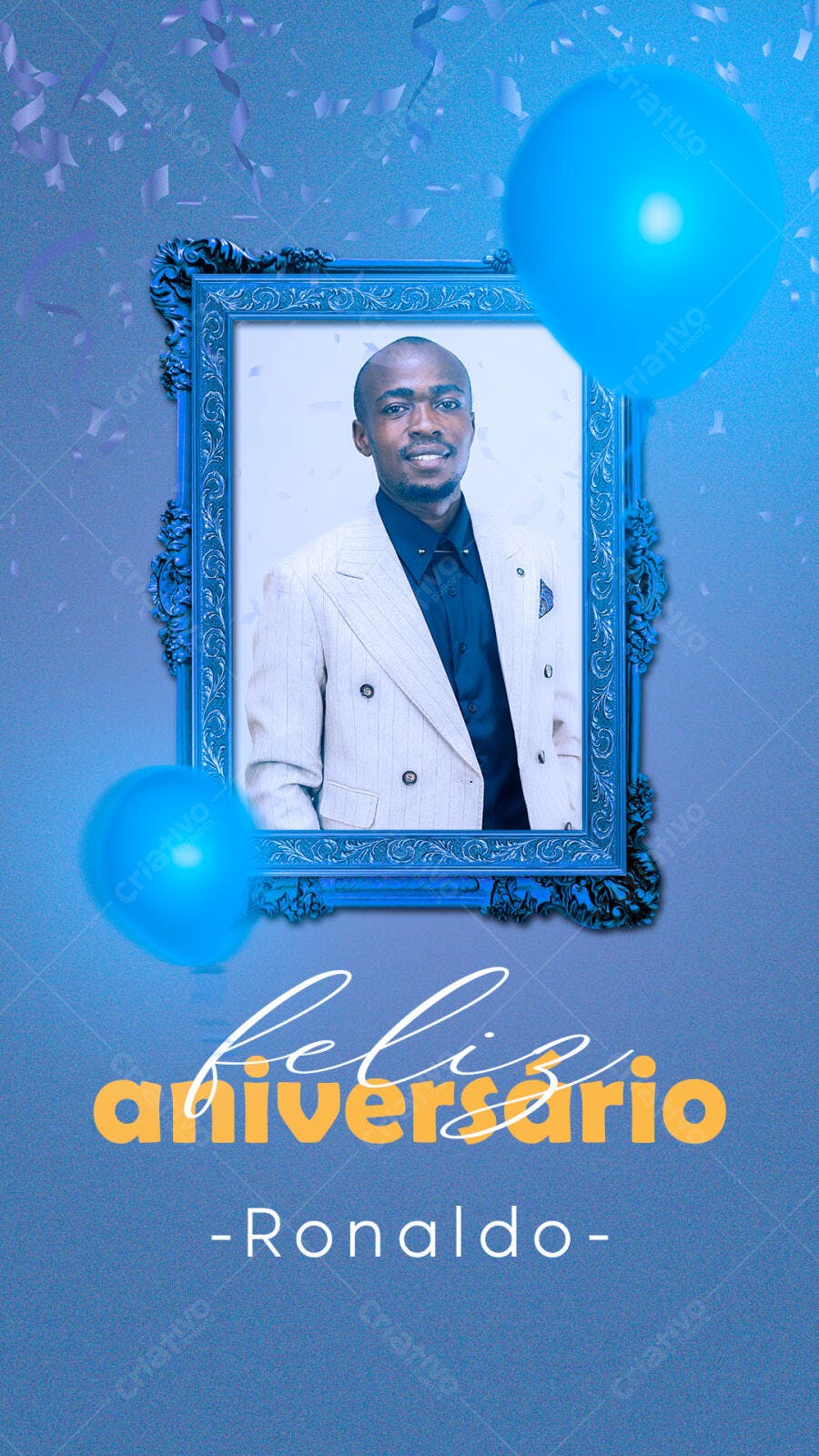 Flyer Feliz Aniversário Ronaldo PSD Editável