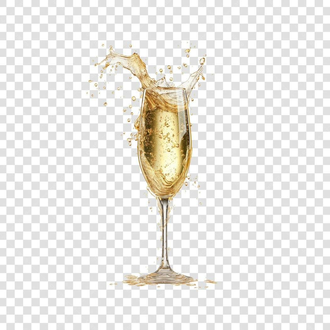 Elemento Design Taça Champanhe Splash Dourado Brinde Celebração Festas PNG com fundo transparente