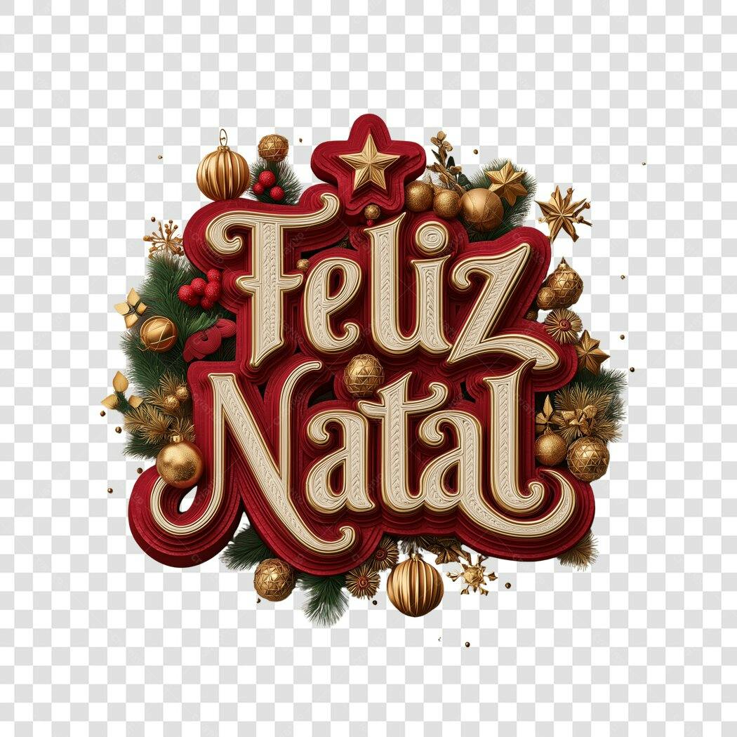 Saudação Feliz Natal Festiva Dourada Vermelha 25 de Dezembro PNG com fundo transparente