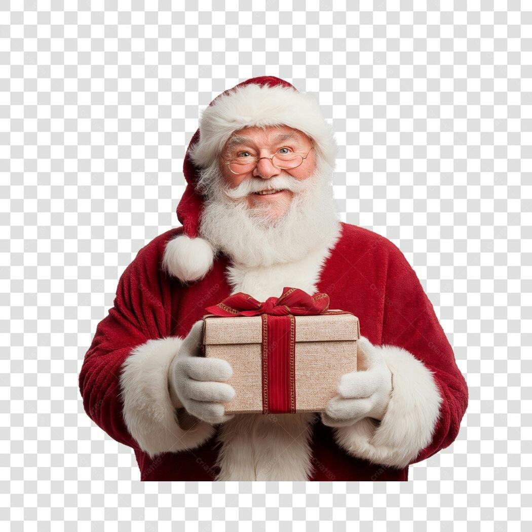 Imagem Papai Noel Natal 25 de Dezembro com Presente Vermelho PNG com fundo transparente