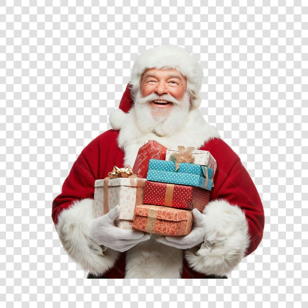 Papai Noel Natal 25 Dezembro Presentes Sorrindo Alegre PNG com fundo transparente