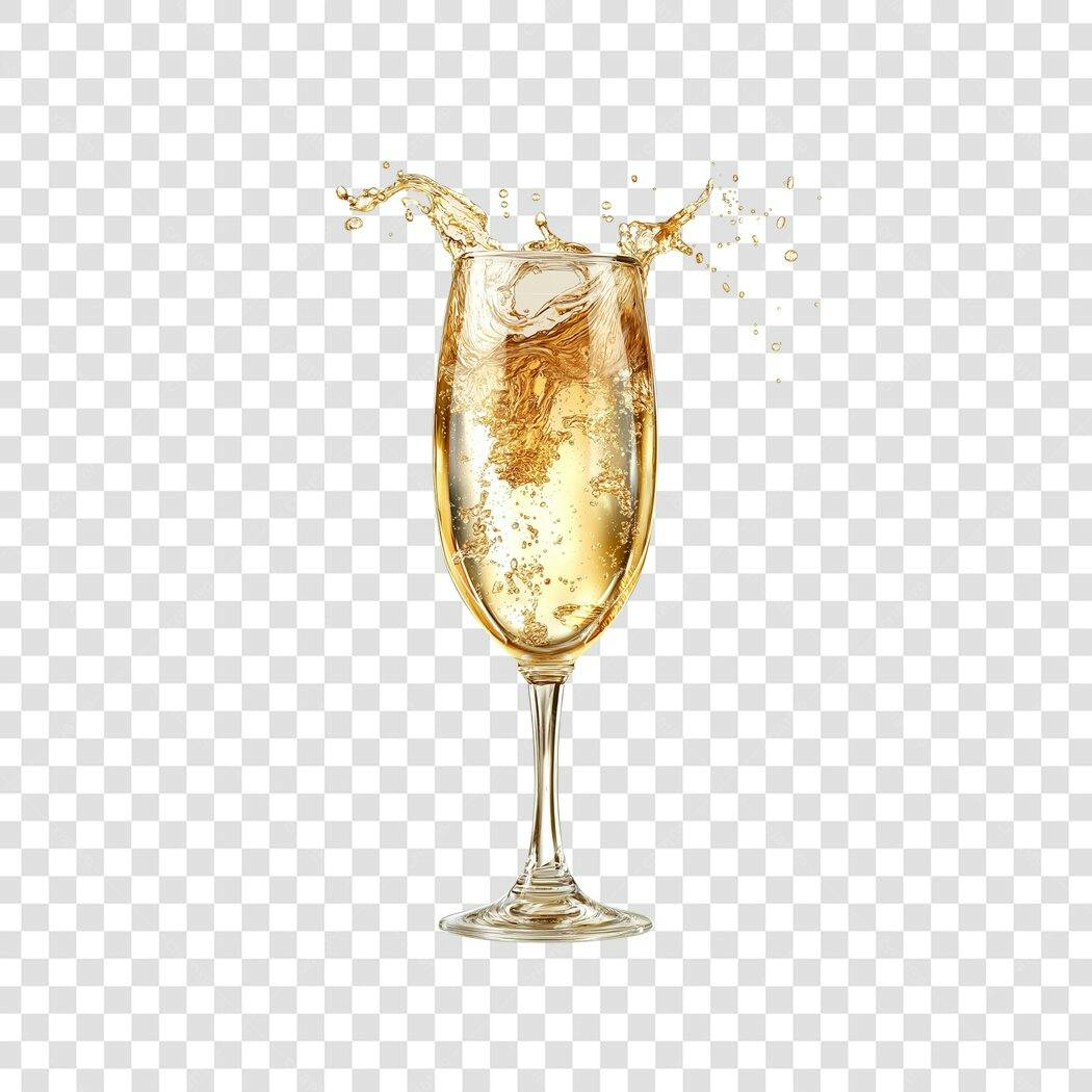 Taça de Champanhe Dourado com Respingos para Celebração PNG com fundo transparente