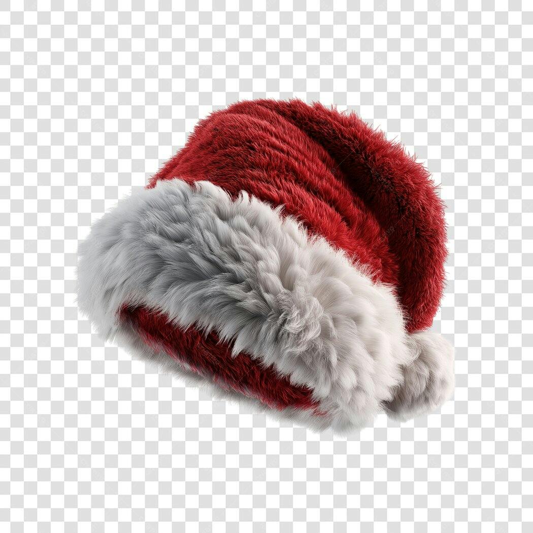 Chapéu de Papai Noel vermelho e branco para Natal design realista PNG com fundo transparente