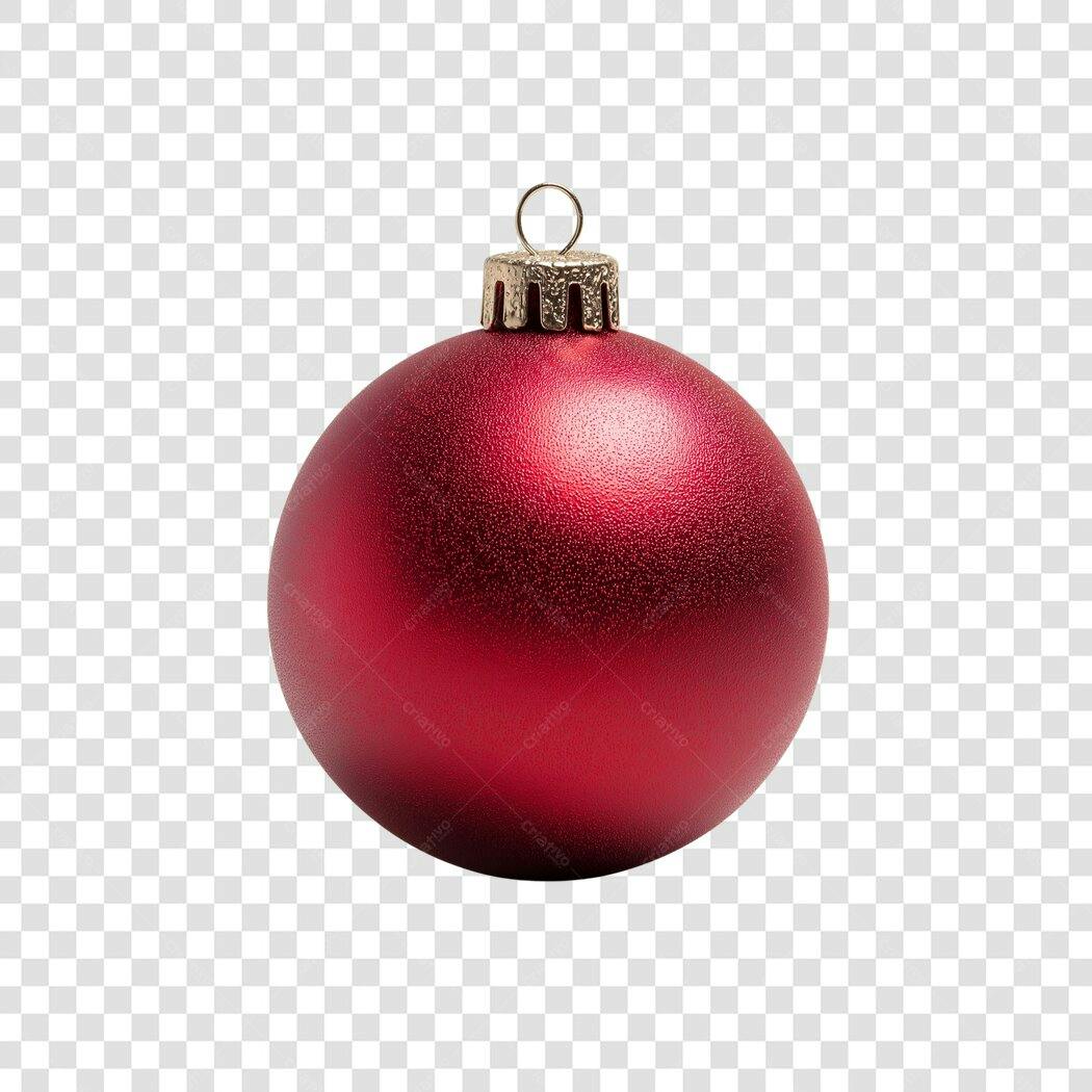 Enfeite Bola de Natal Vermelha Metálica Festas PNG com fundo transparente
