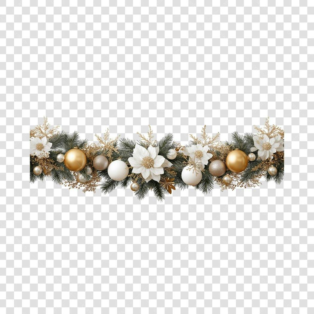 Decoração Natalina para Redes Sociais Dourado Branco PNG com fundo transparente