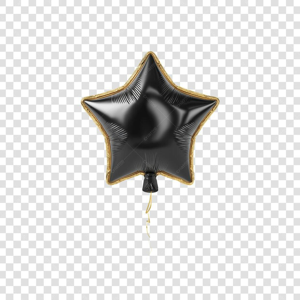 Balão Estrela Preto Dourado Festivo Celebração PNG com fundo transparente