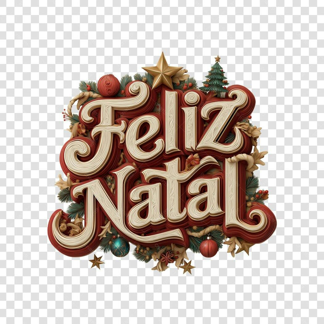 Mensagem Feliz Natal Vermelho Dourado Verde Festivo PNG com fundo transparente