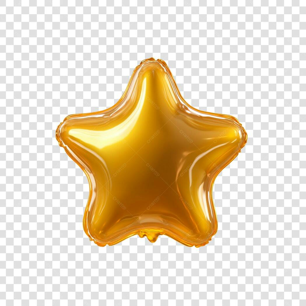 Elemento gráfico balão estrela dourado para celebração PNG com fundo transparente