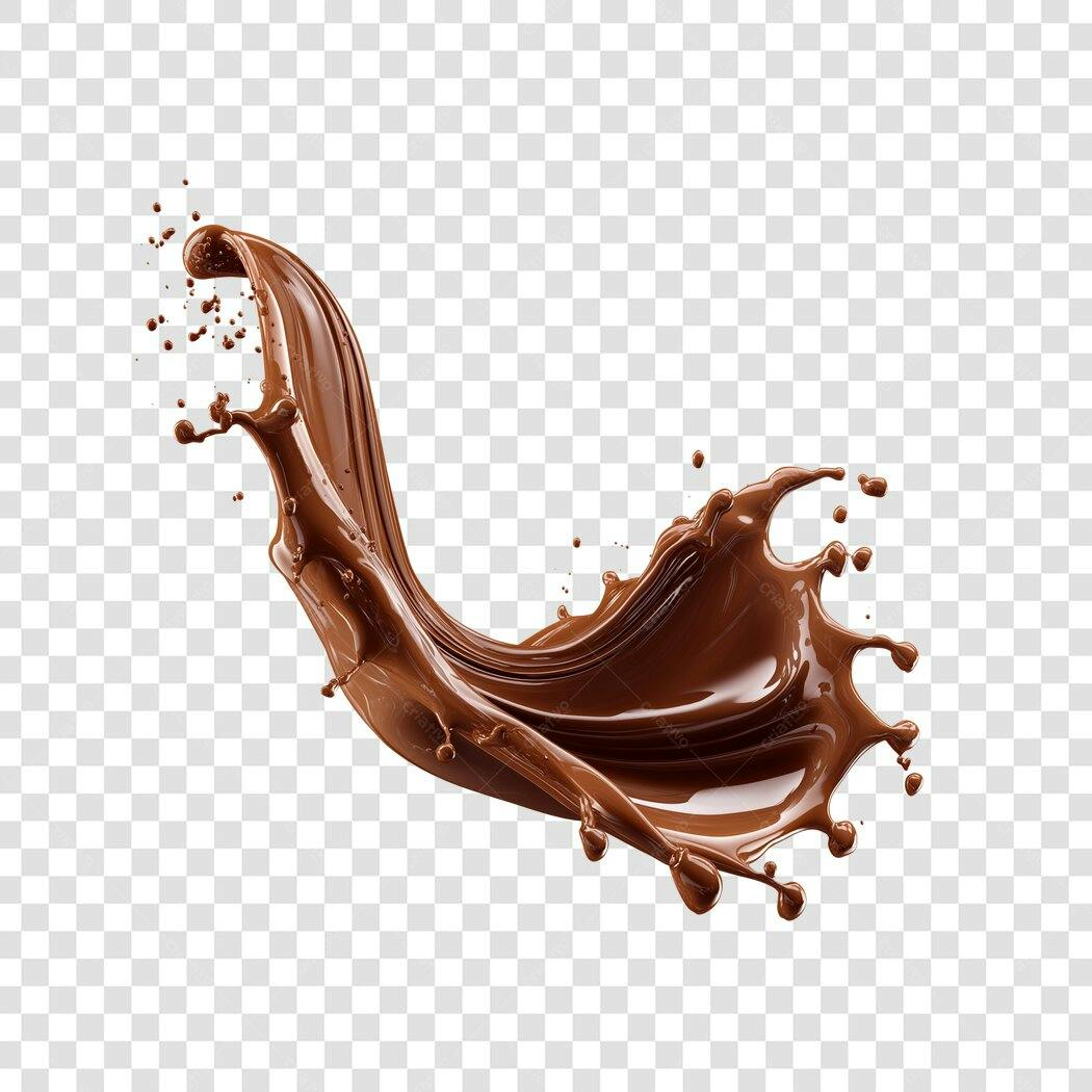 Elemento gráfico salpico de chocolate marrom PNG com fundo transparente