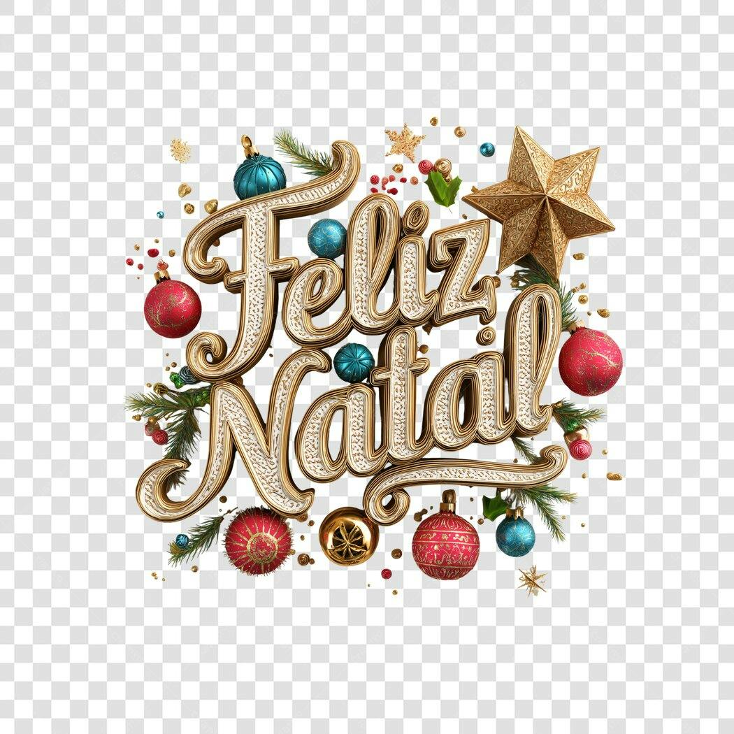 Elemento Gráfico Feliz Natal 25 de Dezembro Dourado Festivo PNG com fundo transparente